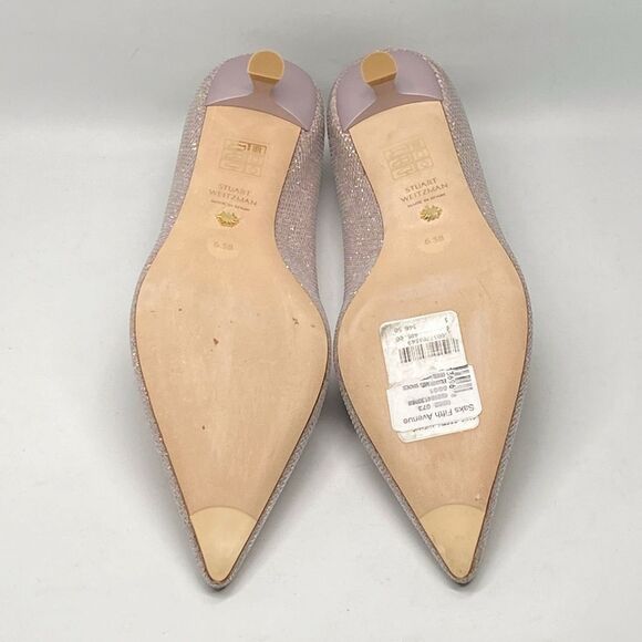Stuart Weitzman Metallic Kitten-Heel Pumps size 6.5 - Picture 8 of 9
